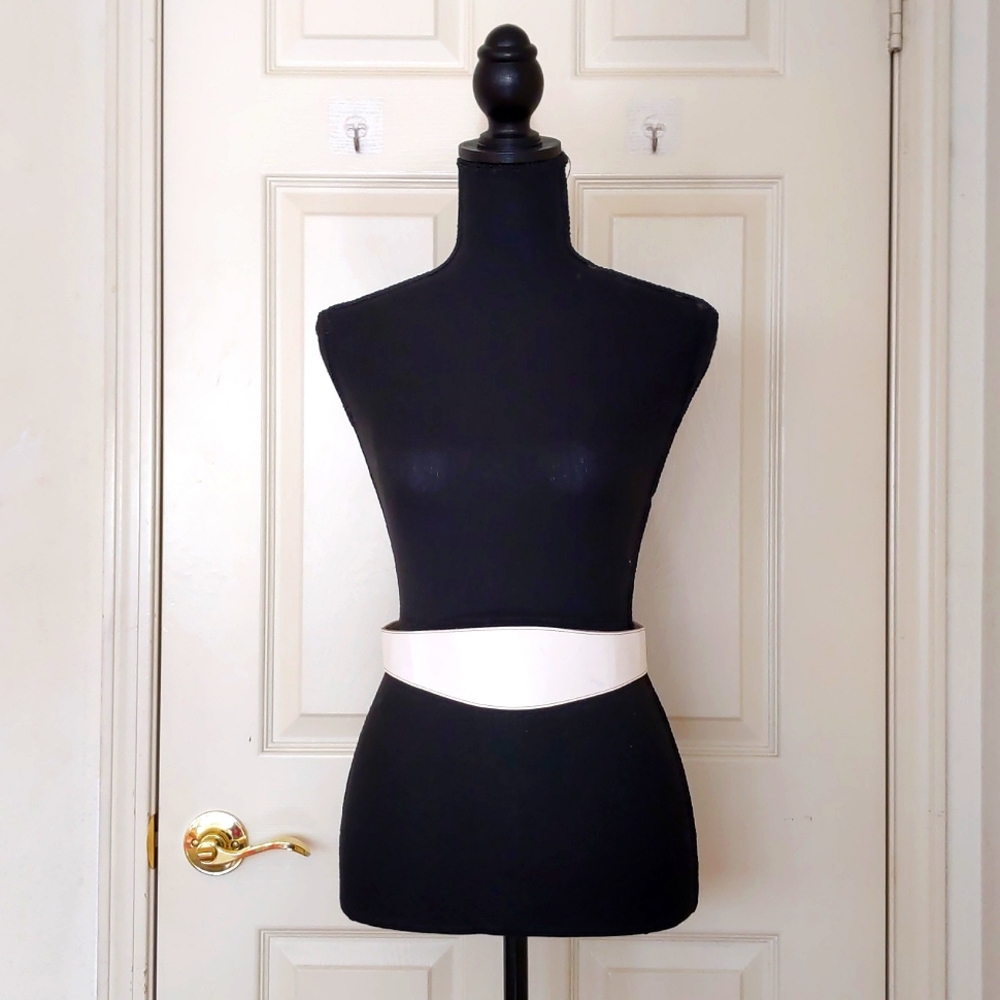 White Leather Belt with Fabric Lining.